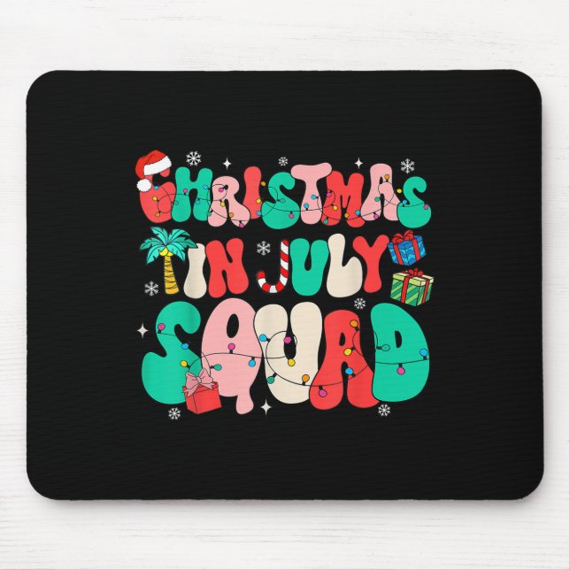 Groovy Christmas In July Squad Hawaii Beach Summer Mouse Pad (Front)