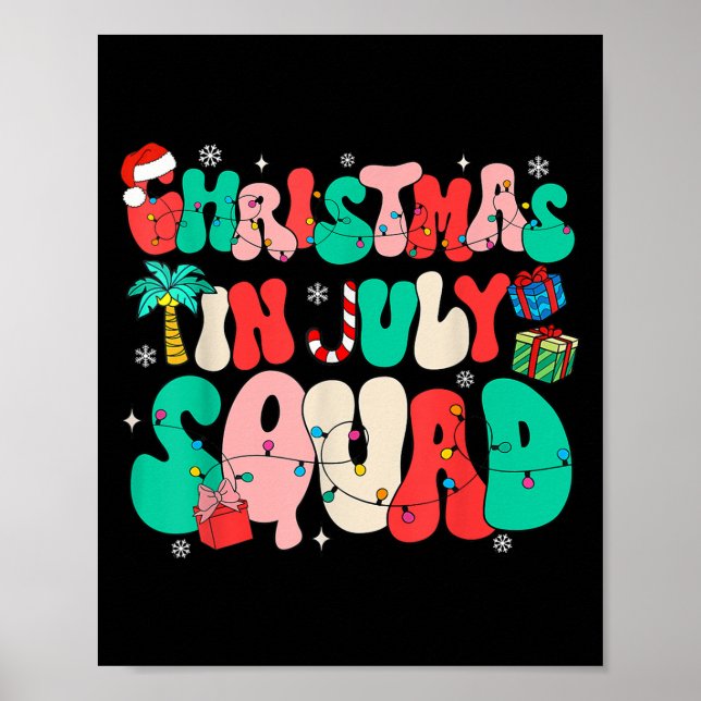 Groovy Christmas In July Squad Hawaii Beach Summer Poster (Front)
