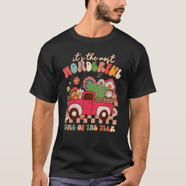 Groovy Christmas It's The Most Wonderful Time Of T T-Shirt (Front)