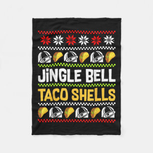 Groovy Christmas Jingle Bells Taco Shells Ugly Xma Fleece Blanket