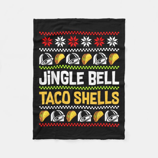 Groovy Christmas Jingle Bells Taco Shells Ugly Xma Fleece Blanket (Front)