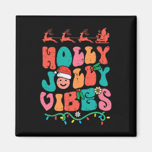 Groovy Christmas Jolly Holly Vibes Retro Xmas Men Magnet