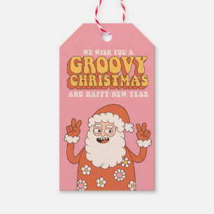 Groovy Christmas Merry Santa Funny Retro Hippie Gift Tags