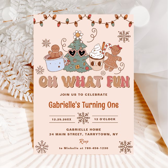 Groovy Christmas Oh What Fun Birthday Party Invitation (Creator Uploaded)