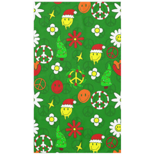 groovy christmas peace sign happy face tablecloth