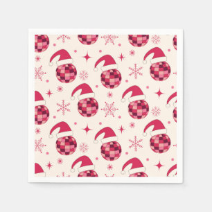Groovy Christmas Santa Disco Balls Pattern  Napkin