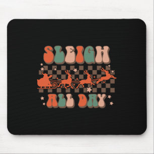 Groovy Christmas Sleigh All Day Reindeer Mouse Pad