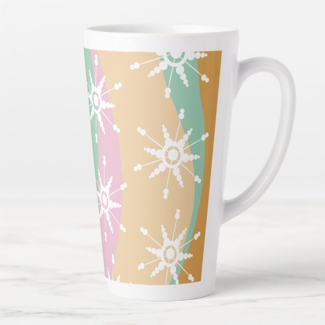 Groovy Christmas Snowflake Swirl Marble Latte Mug (Right)