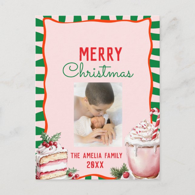 Groovy Christmas Sweet Treats Photo  Postcard (Front)