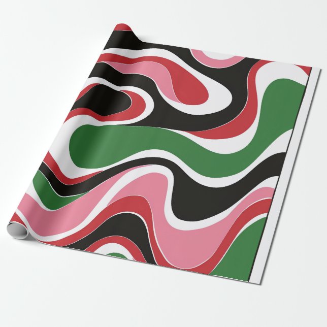 groovy christmas swirls wrapping paper (Unrolled)