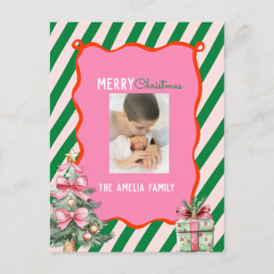 Groovy Christmas Tree Doodle Photo  Holiday Postcard