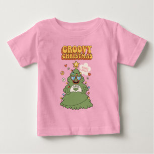 Groovy Christmas Tree - Holly Jolly Vibes Baby T-Shirt