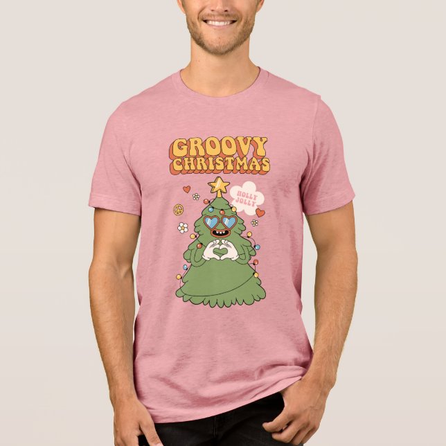 Groovy Christmas Tree - Holly Jolly Vibes Tri-Blend Shirt (Front)