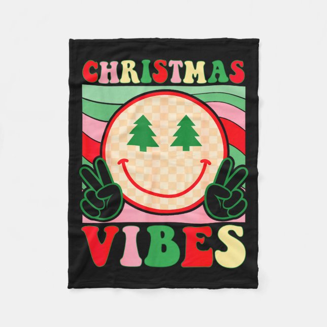 Groovy Christmas Vibes Happy Christmas Day For Men Fleece Blanket (Front)