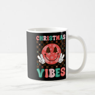 Groovy Christmas Vibes Happy Smile Face Xmas Holid Coffee Mug
