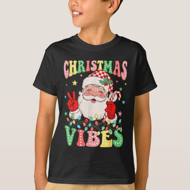 Groovy Christmas Vibes Santa Claus Xmas Holiday Me T-Shirt (Front)