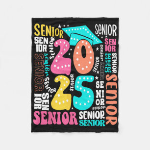 Groovy Cl Of 2025 Senior 2025 Graduation Back To S Fleece Blanket