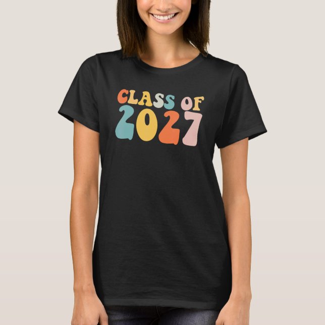 Groovy Class Of 2027 Senior Junior 12th Grade Back T-Shirt (Front)