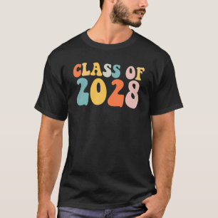 Groovy Class Of 2028 Senior Junior 12th Grade Back T-Shirt