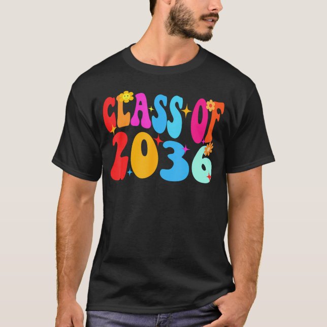 Groovy Class Of 2036 Grow With Me First Day Of Sch T-Shirt (Front)