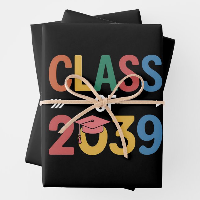 Groovy Class Of 2039 Graduation Senior 2039 Wrapping Paper Sheet (In situ)