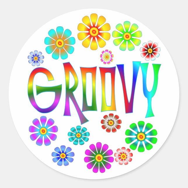 GROOVY CLASSIC ROUND STICKER (Front)