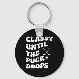 Groovy Cly Until The Puck Drops Hockey Women  Key Ring