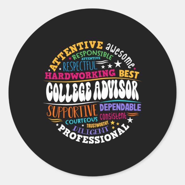 Groovy College Advisor Appreciation Week Back To S Classic Round Sticker (Front)