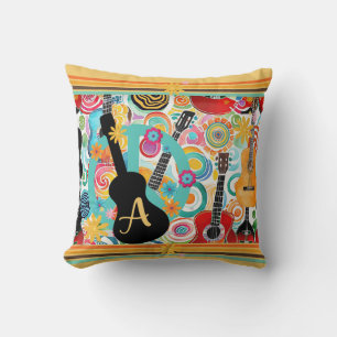 Groovy Colorful Guitars Cushion