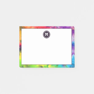 Groovy Colorful Rainbow Fun Batik Tie Dye Monogram Post-it Notes