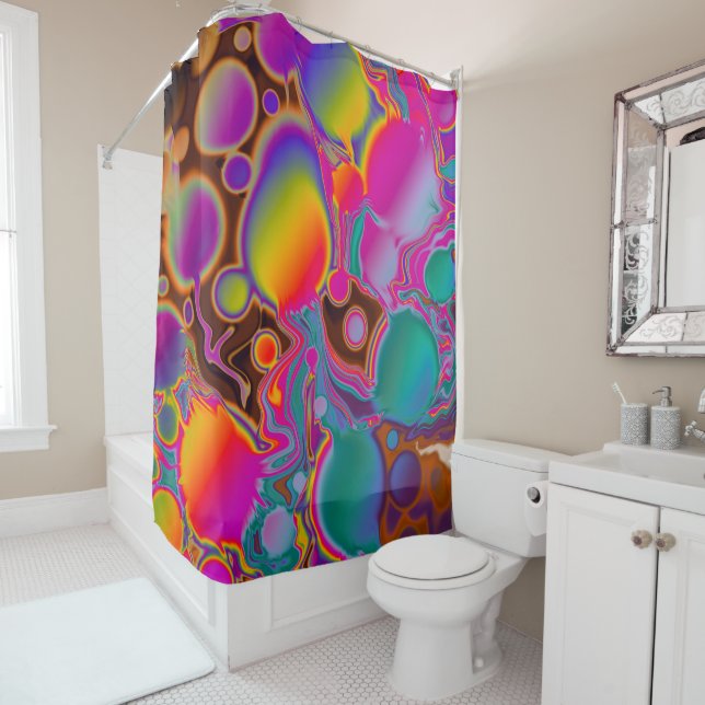 Groovy Colour Burst Shower Curtain (In Situ)