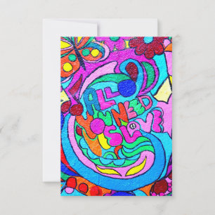 groovy coloured love invitation