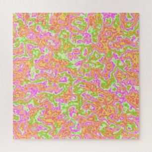 Groovy Colourful Acid Trip Retro Hippie Marble Art Jigsaw Puzzle
