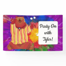 Groovy Colourful Bear Party Banner