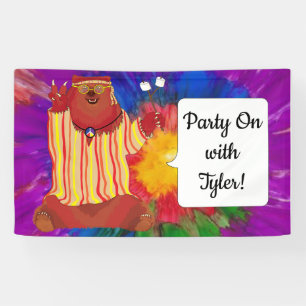 Groovy Colourful Bear Party Banner