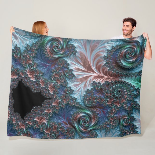 Groovy Colourful Boho Hippie Mandelbrot Fractal Ar Fleece Blanket (In Situ)