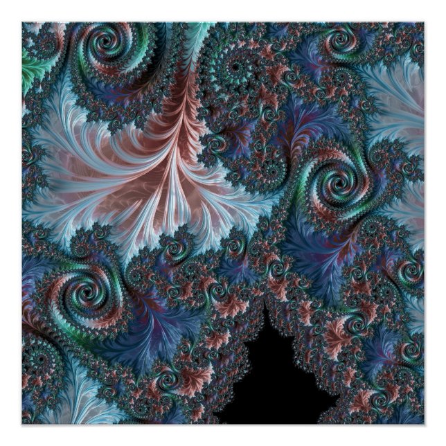 Groovy Colourful Boho Hippie Mandelbrot Fractal Ar Poster (Front)