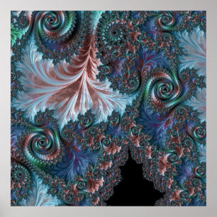Groovy Colourful Boho Hippie Mandelbrot Fractal Ar Poster