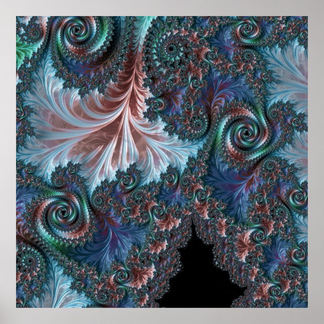 Groovy Colourful Boho Hippie Mandelbrot Fractal Ar Poster (Front)