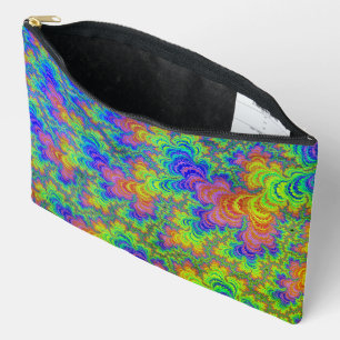 Groovy Colourful Boho Hippie Trippy Rainbow Fracta Accessory Pouch
