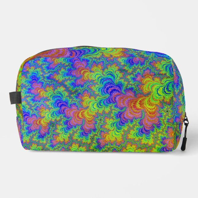 Groovy Colourful Boho Hippie Trippy Rainbow Fracta Dopp Kit (Front)