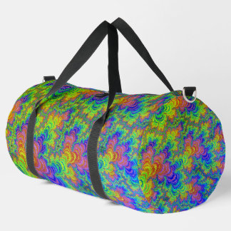 Groovy Colourful Boho Hippie Trippy Rainbow Fracta Duffle Bag
