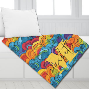 Groovy Colourful Clouds Fleece Blanket