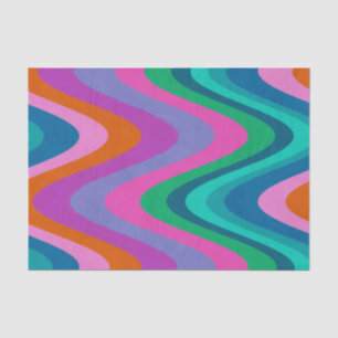 Groovy Colourful Curvy Lines Unique Retro  Tissue Paper
