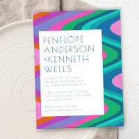 Groovy Colourful Curvy Lines Unique Retro Wedding