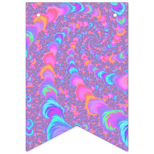 Groovy Colourful Fluorescent Trippy Spiral Fractal Bunting