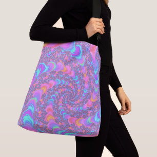 Groovy Colourful Fluorescent Trippy Spiral Fractal Crossbody Bag