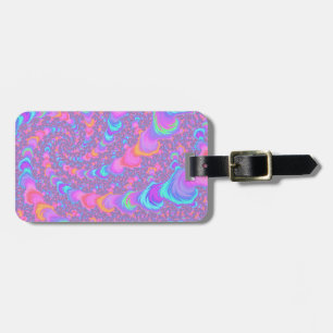 Groovy Colourful Fluorescent Trippy Spiral Fractal Luggage Tag