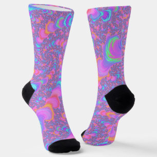 Groovy Colourful Fluorescent Trippy Spiral Fractal Socks