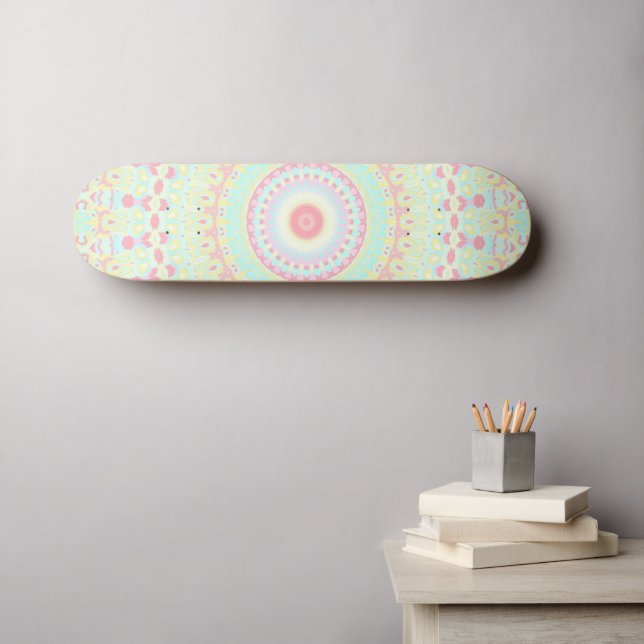 Groovy Colourful Hippie Mandala  Skateboard (Wall Art (Horz))